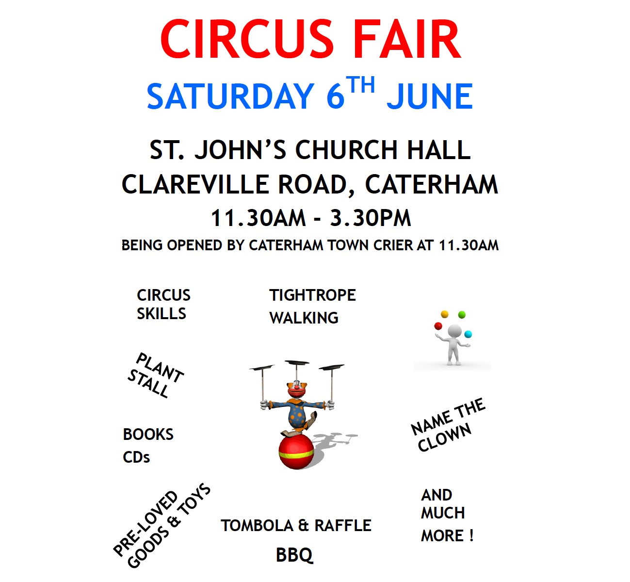 Circus Fair, 6 June 2026, 11:30am in the Church Hall