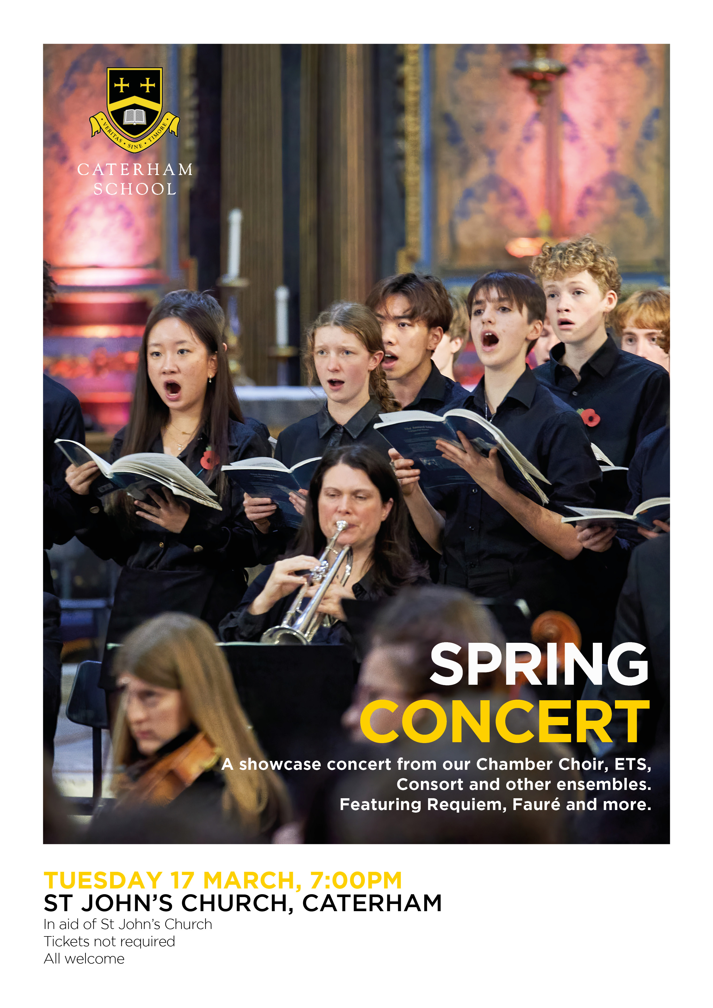 Caterham School Spring Concert, Tuesday 17 March, 7pm in St John's Church Caterham